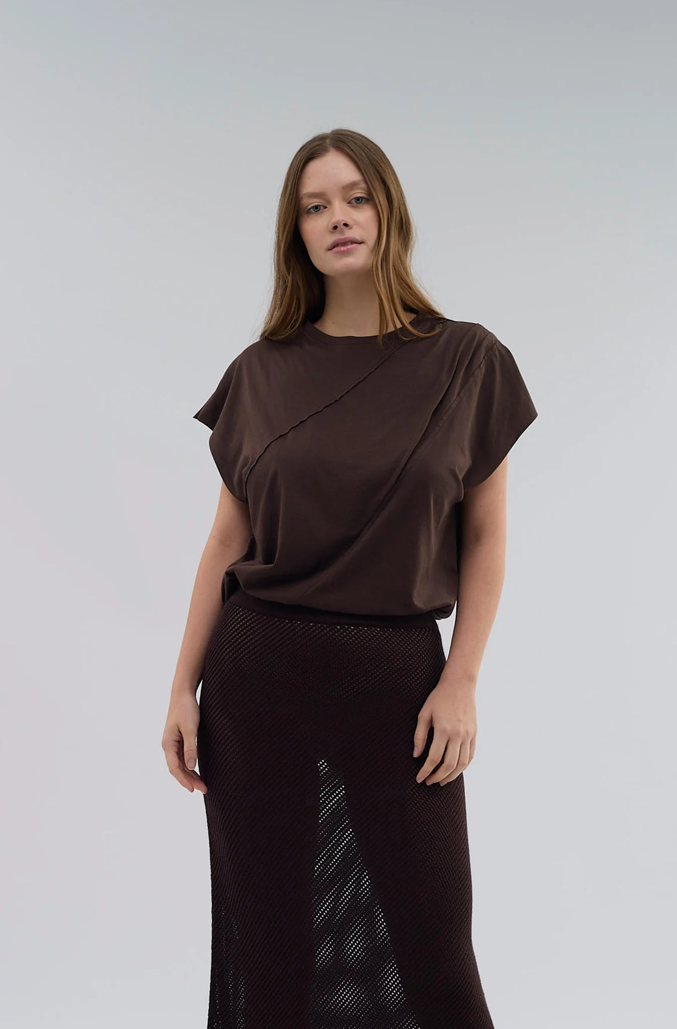 High - Neck Draped Band Tee