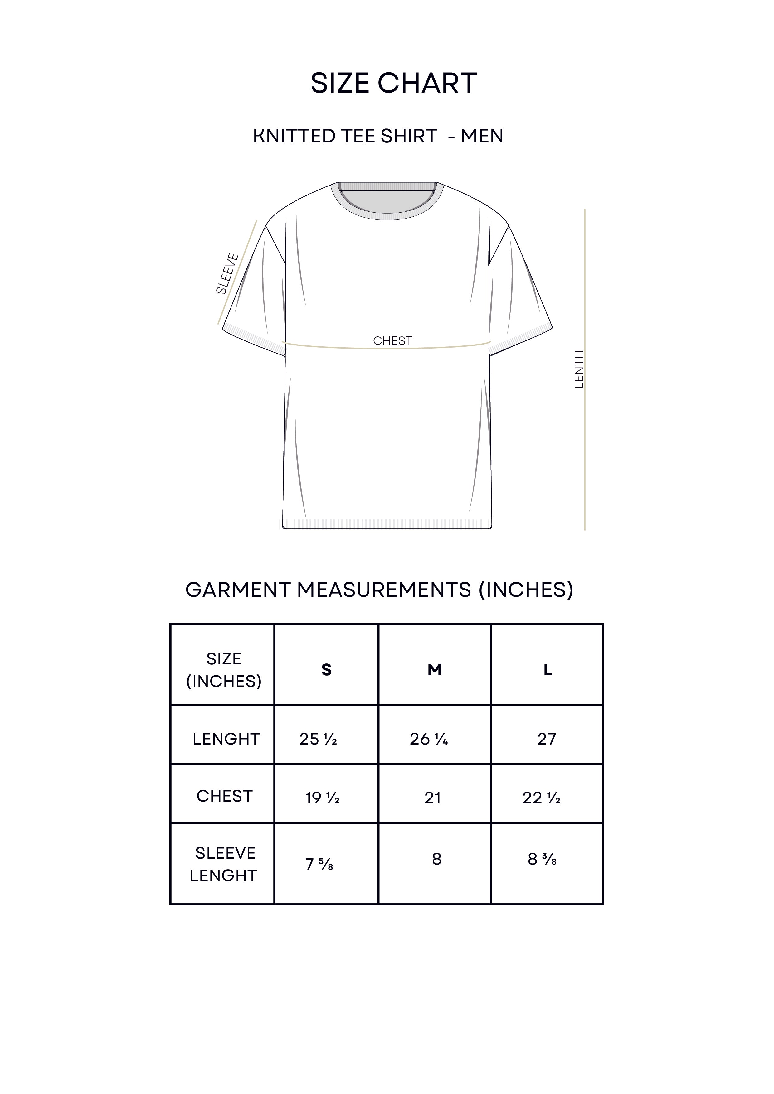Guía de tallas Knitted T-Shirt