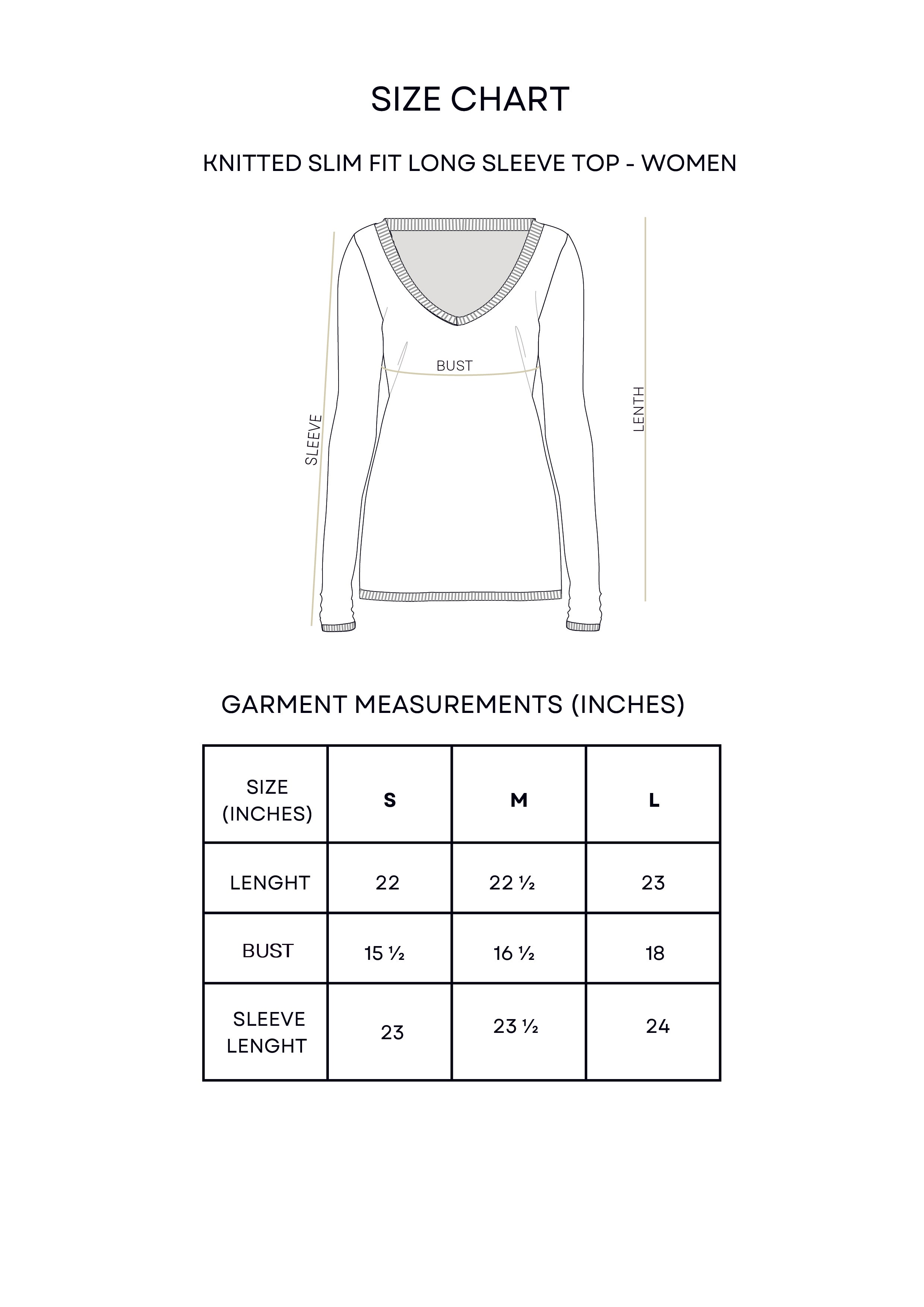 Guía de tallas Knitted V Neck