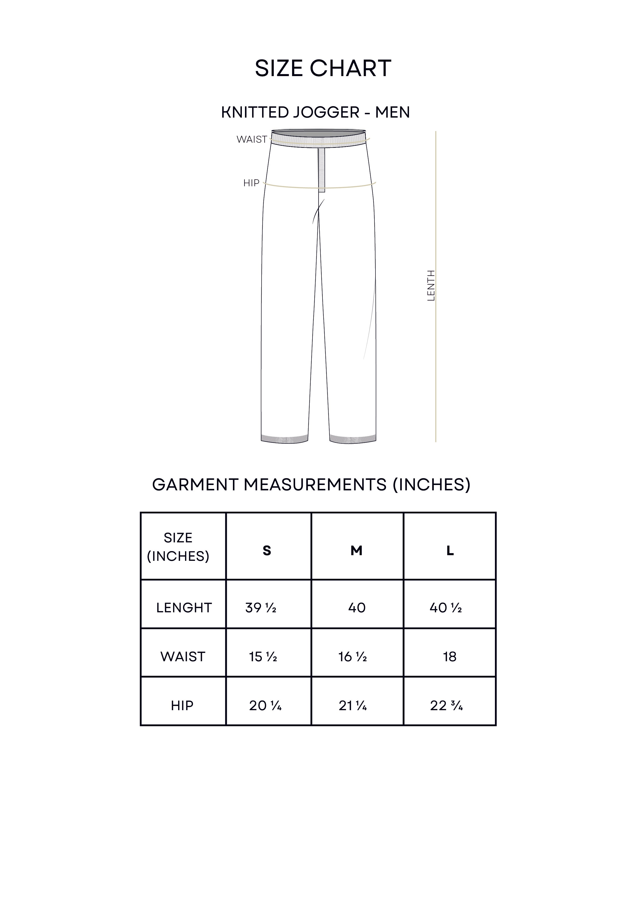 Guía de tallas Knitted Jogger