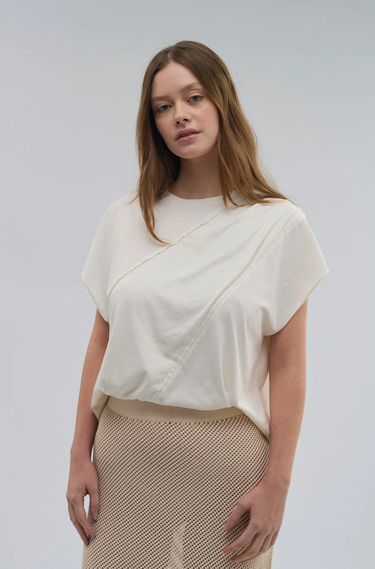 High - Neck Draped Band Tee