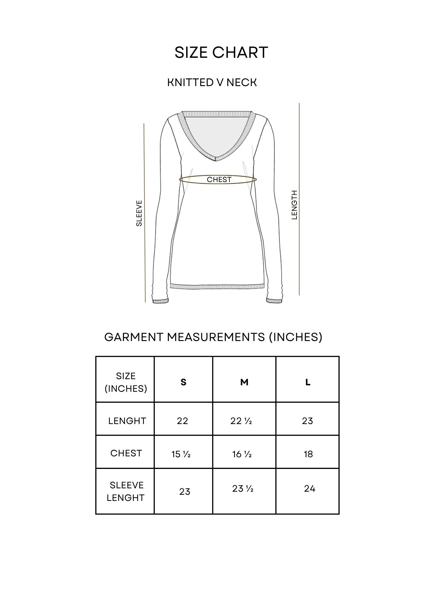 Guía de tallas Knitted V Neck