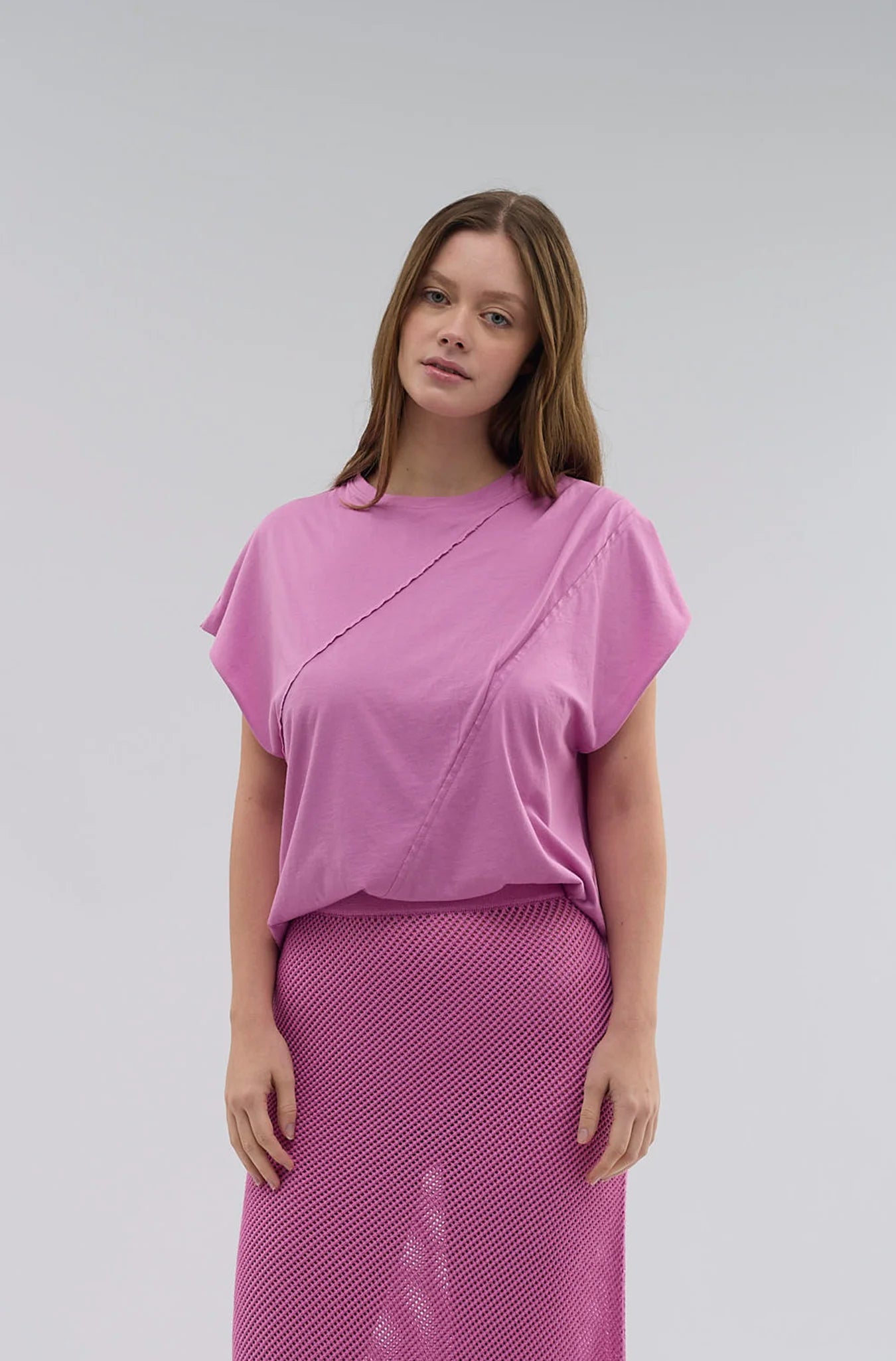 High - Neck Draped Band Tee