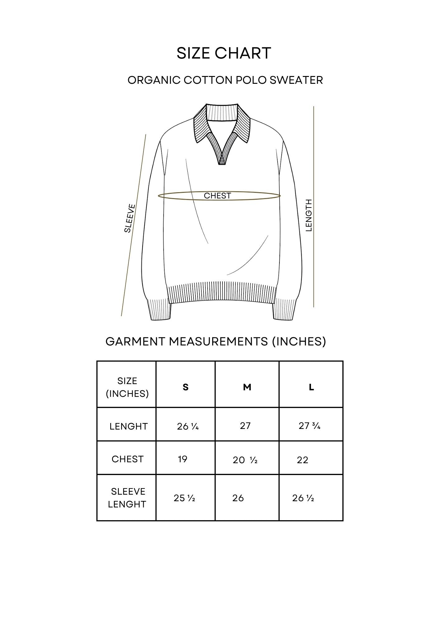 Guía de tallas Organic Cotton Polo Sweater