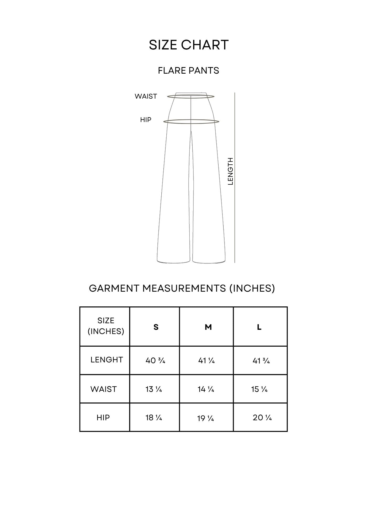 Guía de tallas Flare Pants