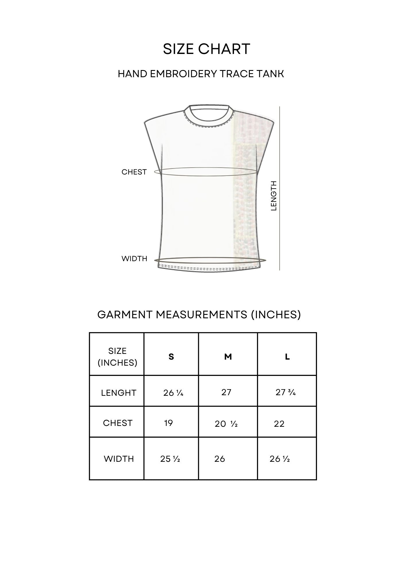 Guía de tallas Hand Embroidery Trace Tank