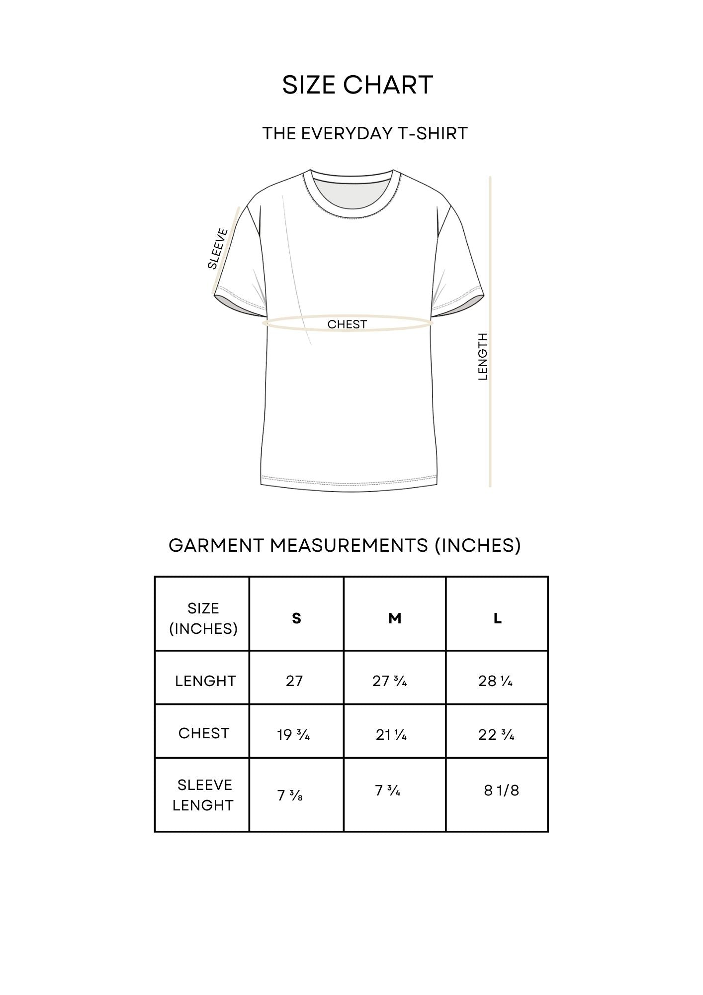Guía de tallas The Everyday T-shirt