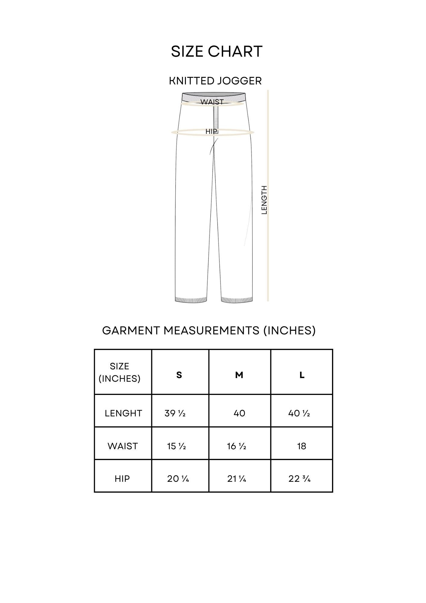 Guía de tallas Knitted Jogger