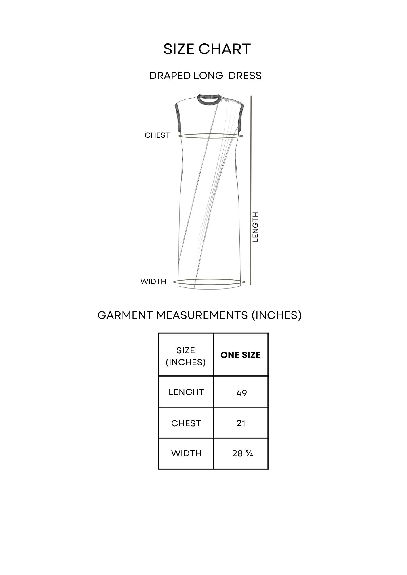 Guía de tallas Draped Long Dress