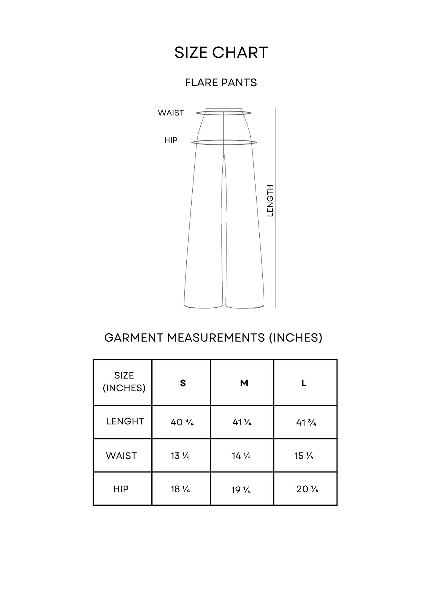 Guía de tallas Flare Pants