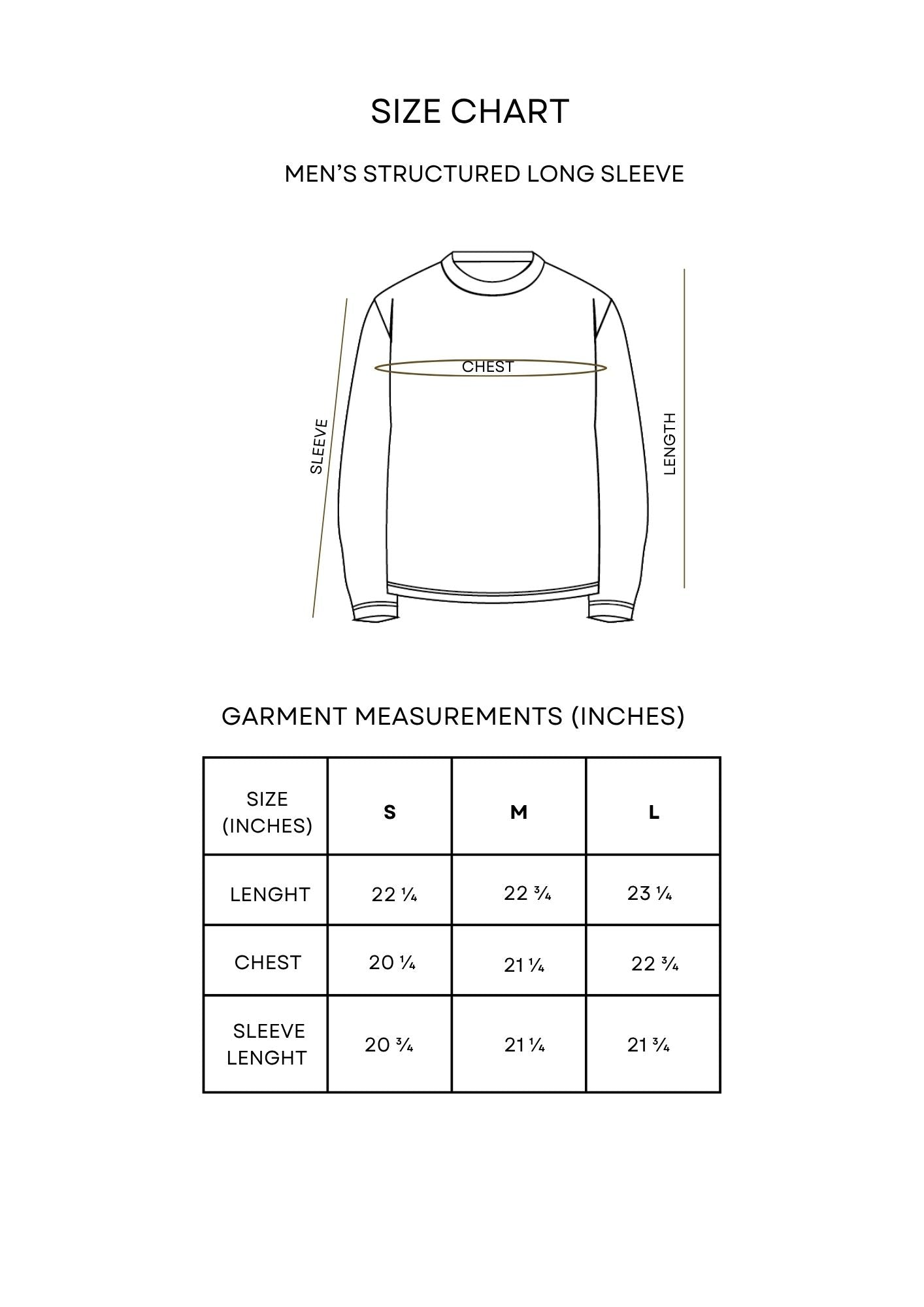 Guía de tallas Men's Structured Long Sleeve