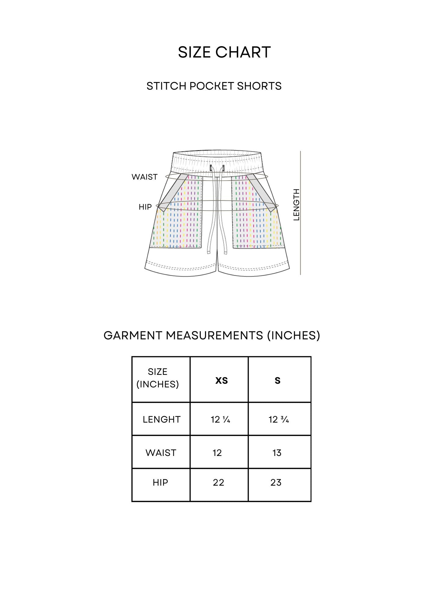 Guía de tallas Stitch Pocket Shorts