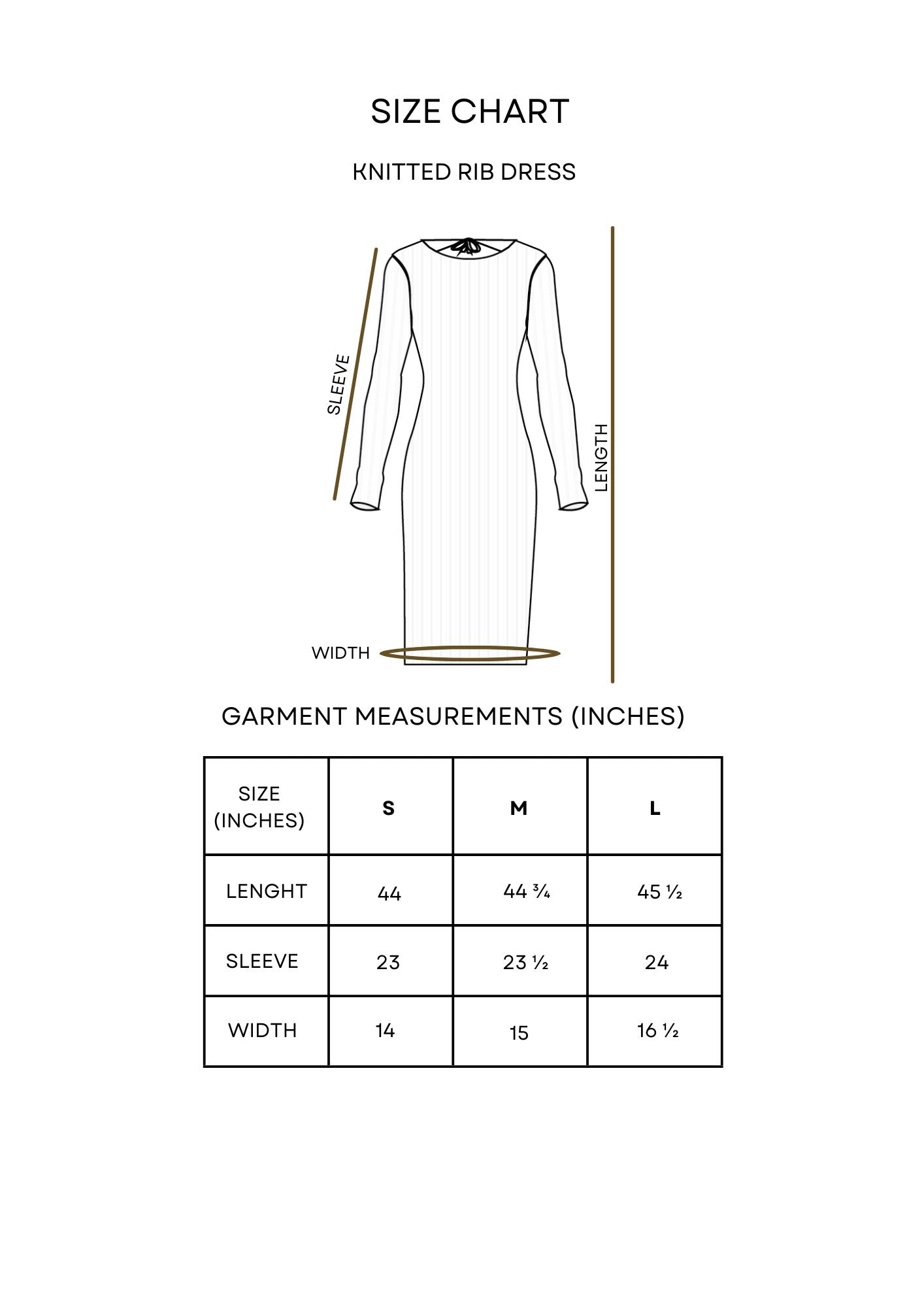Guía de tallas Knitted Rib Dress