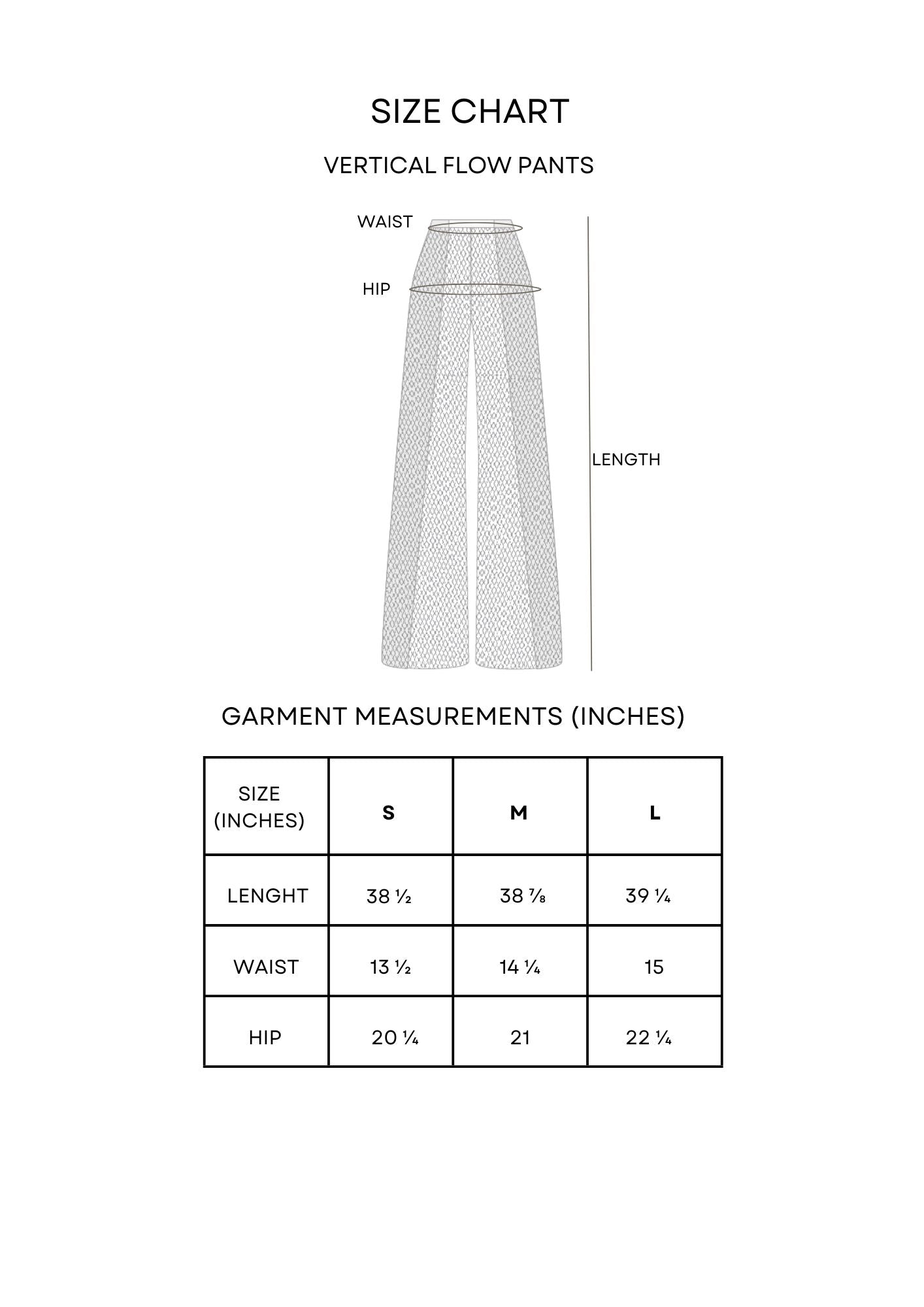 Guía de tallas Vertical Flow Pants